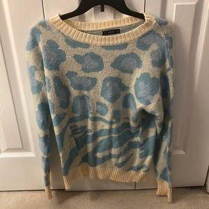 Shein Sweater Blue Leopard Print.